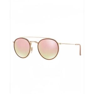 Ray-Ban Gold Frame Pink Mirrored Round Sunglasses